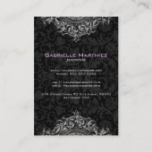 白黒エレガントヴィンテージフローラオーナメント 名刺 (裏面)