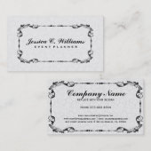 白黒エレガントヴィンテージフローラフレーム2 名刺 (正面/裏面)