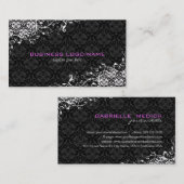 白黒エレガントヴィンテージフローラマスク 名刺 (正面/裏面)