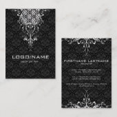 白黒エレガントヴィンテージフローラマスク 名刺 (正面/裏面)