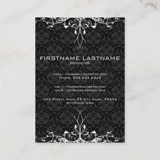 白黒エレガントヴィンテージフローラマスク 名刺 (裏面)