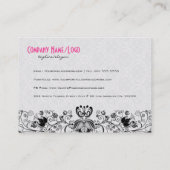 白黒エレガントヴィンテージフローラ渦巻き 名刺 (裏面)