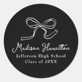 白黒エレガントヴィンテージボウ卒業 ラウンドシール (正面)