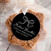 白黒エレガントヴィンテージボウ卒業 ラウンドシール