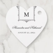 白黒エレガントヴィンテージモノグラムギフトラベル フェイバータグ (裏面)