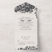 白黒エレガントヴィンテージレ結婚ース オールインワン招待状 (内側)