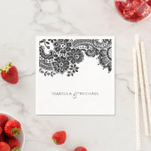 白黒エレガントヴィンテージレ結婚ース スタンダードカクテルナプキン (インサイチュ)