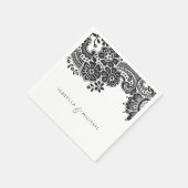 白黒エレガントヴィンテージレ結婚ース スタンダードカクテルナプキン (角)