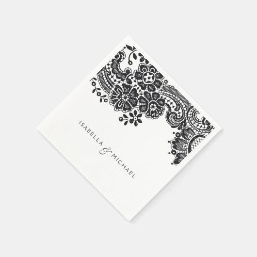 白黒エレガントヴィンテージレ結婚ース スタンダードカクテルナプキン (角)