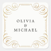 白黒エレガントヴィンテージ流麗な書道 スクエアシール (正面)