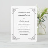 白黒エレガントヴィンテージ結婚式 招待状 (スタンド正面)