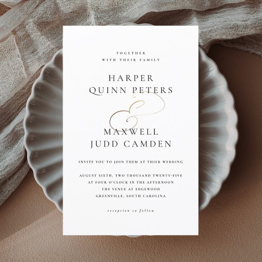 白黒エレガント予算結婚式招待状