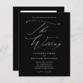 白黒エレガント予算結婚式招待状 (正面/裏面)