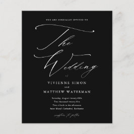 白黒エレガント予算結婚式招待状