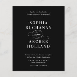 白黒エレガント予算結婚式招待状