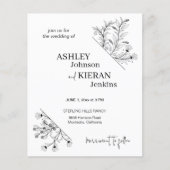 白黒エレガント予算結婚招待状 チラシ (正面)