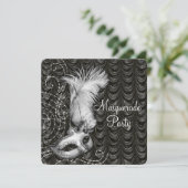 白黒エレガント仮装パーティーサテン 招待状 (スタンド正面)