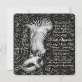 白黒エレガント仮装パーティーサテン 招待状 (裏面)