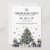 白黒エレガント会社クリスマスパーティー 招待状 (正面)