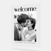 白黒エレガント写真の結婚歓迎 アクリルサイン (傾斜)