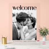 白黒エレガント写真の結婚歓迎 アクリルサイン (ウェディング)