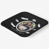 白黒エレガント写真卒業キャップ卒業証書 ペーパープレート (傾斜あり)