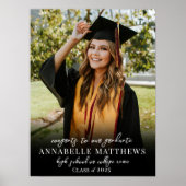 白黒エレガント写真卒業パーティーのサイン ポスター (正面)