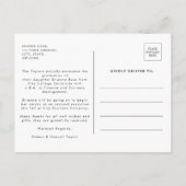 白黒エレガント写真卒業 案内ポストカード (裏面)