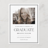 白黒エレガント写真卒業 案内ポストカード (正面)