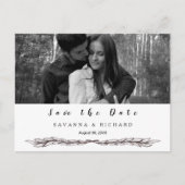 白黒エレガント写真日付の保存 案内ポストカード (正面)