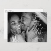 白黒エレガント写真日付の保存 案内ポストカード (正面/裏面)