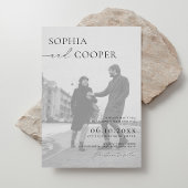 白黒エレガント写真結婚の 招待状