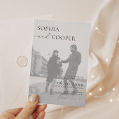 白黒エレガント写真結婚の 招待状