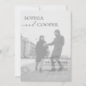 白黒エレガント写真結婚の 招待状 (正面)