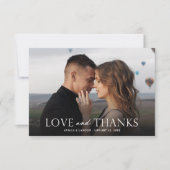 白黒エレガント写真結婚の |鳥 サンキューカード (正面)