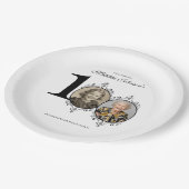 白黒エレガント写真100th誕生日パーティー ペーパープレート (アングル)