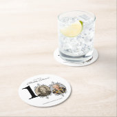 白黒エレガント写真100th誕生日パーティー ラウンドペーパーコースター (インサイチュ)