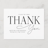 白黒エレガント卒業モダンありがとう ポストカード (正面)