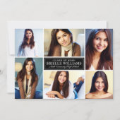 白黒エレガント卒業写真コラージュ 案内状 (正面)