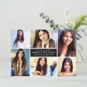 白黒エレガント卒業写真コラージュ 案内状 (スタンド正面)