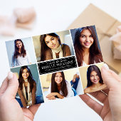 白黒エレガント卒業写真コラージュ 案内状