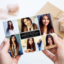 白黒エレガント卒業写真コラージュ