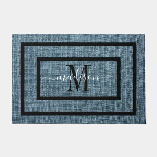 白黒エレガント名モノグラムドアマット ドアマット (正面)