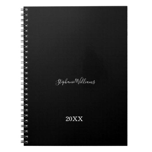 白黒エレガント名前をカスタムする年のギフト特典 ノートブック (正面)