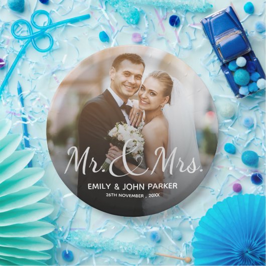 白黒エレガント夫妻の結婚披露宴 ペーパープレート (パーティー)