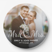 白黒エレガント夫妻の結婚披露宴 ペーパープレート (正面)