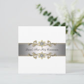 白黒エレガント女子ファースト・コミュニオン 招待状 (スタンド正面)