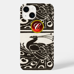 白黒エレガント孔雀レッドルビージェムモノグラム Case-Mate iPhone 14ケース