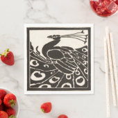 白黒エレガント孔雀 スタンダードランチョンナプキン (インサイチュ)