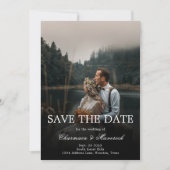 白黒エレガント式の日付を保存 招待状 (正面)